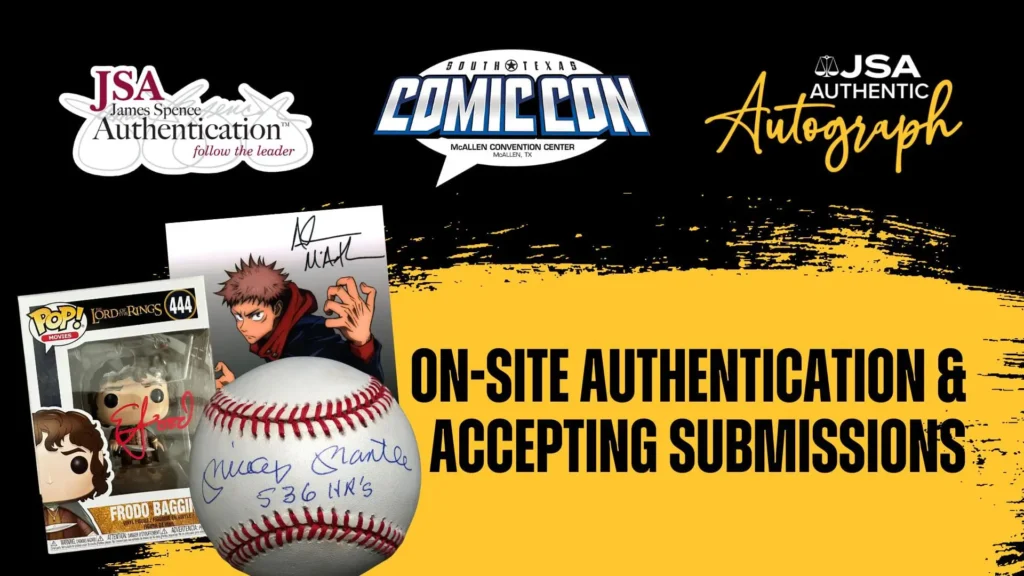 a baseball with autographed image and a sign