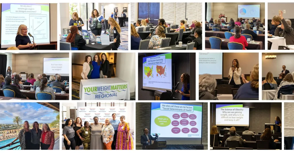 a collage of several people in a room