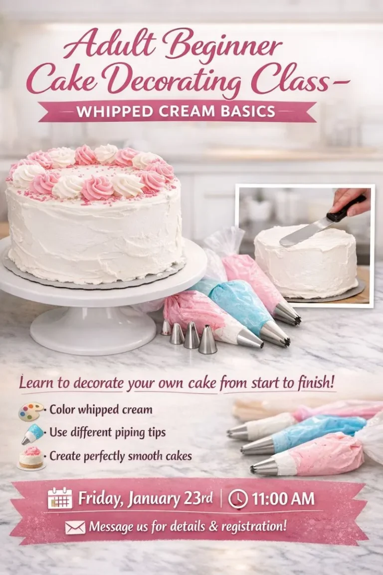 Adult Beginner Cake Decorating Class Whipped Cream Basics